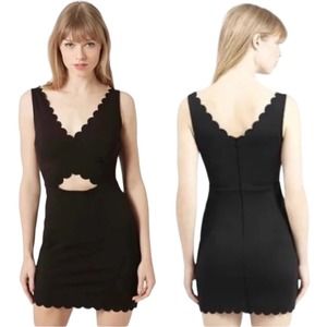 Topshop Scallop Edge Cut Out Bodycon Mini Dress Black 10